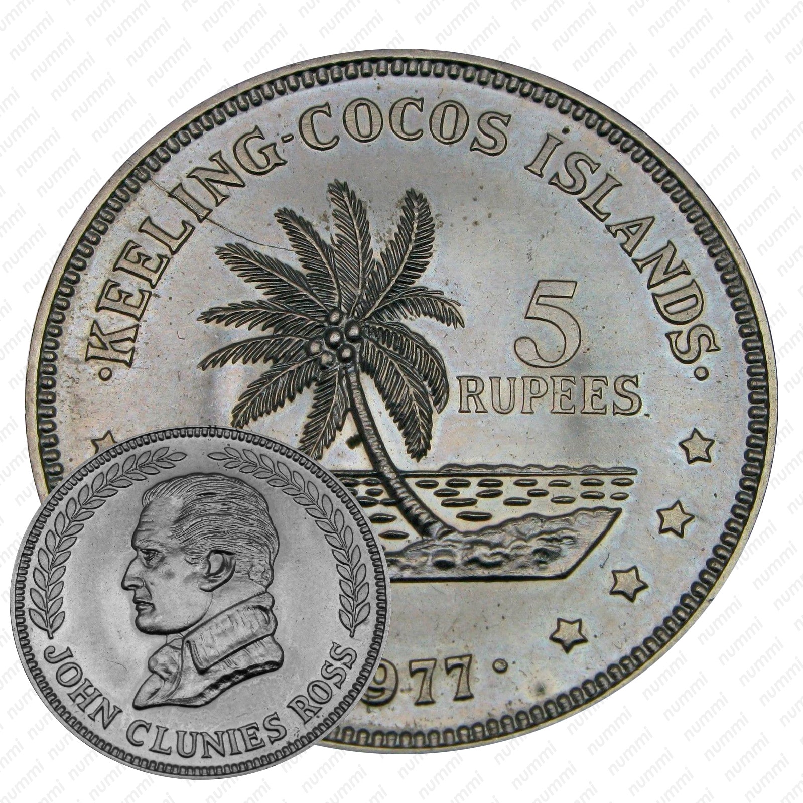 5 rupiy 1977 djon klanis ross john clunies ross kokosovye ostrova main 159956
